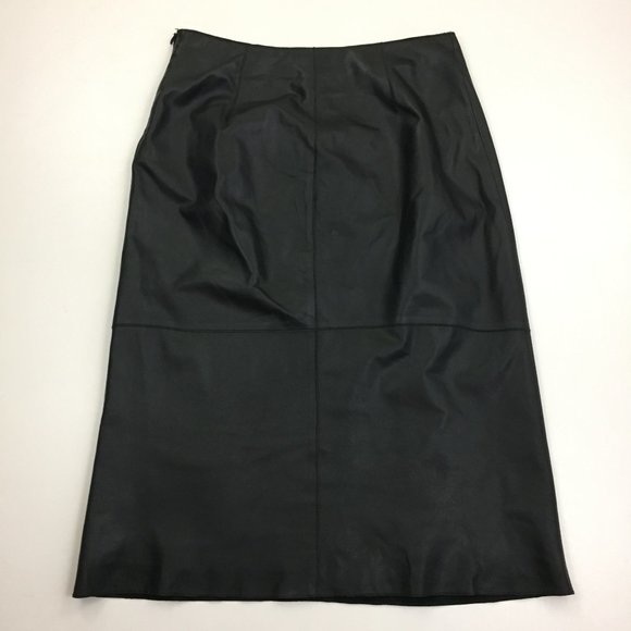 BROOKS BROTHERS 346 Black 100% Genuine Leather Lined Skirt - Picture 8 of 10